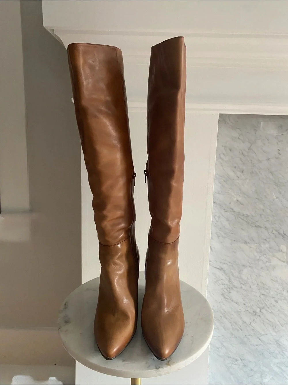 Stuart Weitzman Cognac Over-the-Knee Leather Boots